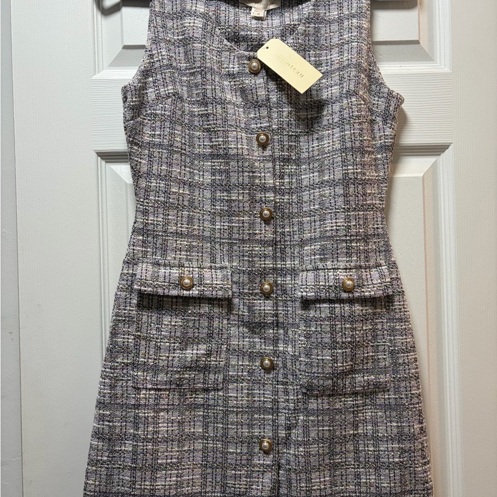 Monteau Black and White Tweed Mini Dress
